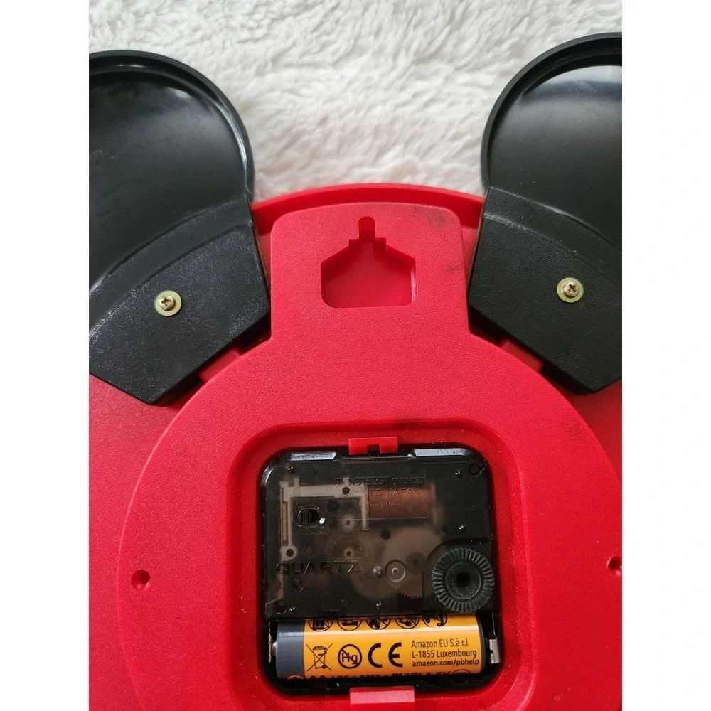 Vintage Disney Mickey Mouse Lorus Wall Clock Red w/ Black Ears Japan Movt Works